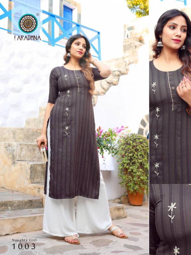 Aradhna Naughty Girl 1 Latest Designer Fancy Casual  Ethnic Wear Embroidery And Manual Work Kurtis Collection 